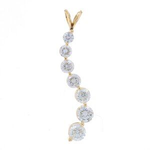 Yellow Gold Diamond Graduated Journey Pendant 14k Round 3.00ctw Love Seven-Stone